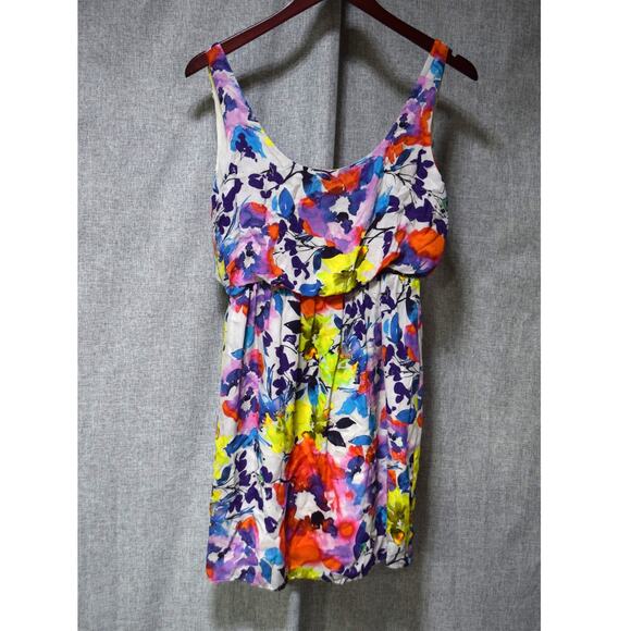 Alice + Olivia Watercolor Floral Silk Mini Dress Size Small - Picture 1 of 3